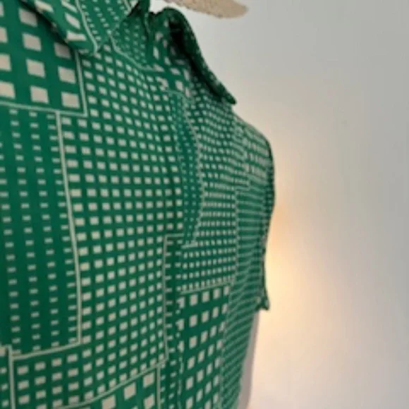 Vintage Arnel Green Geo Print, Two-Piece, Zip Top, Elastic Skirt, Women-made - Picture 5 of 10